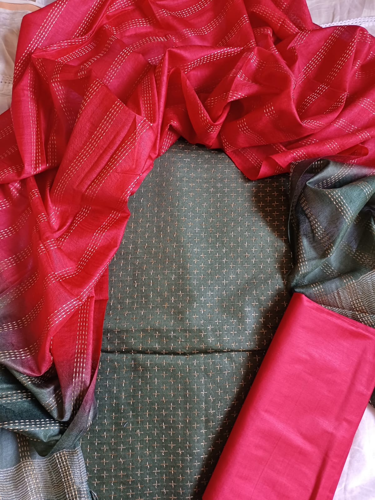 Pure cotton green colored salwar suit