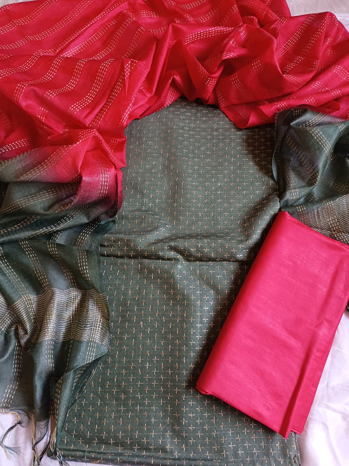 Pure cotton green colored salwar suit