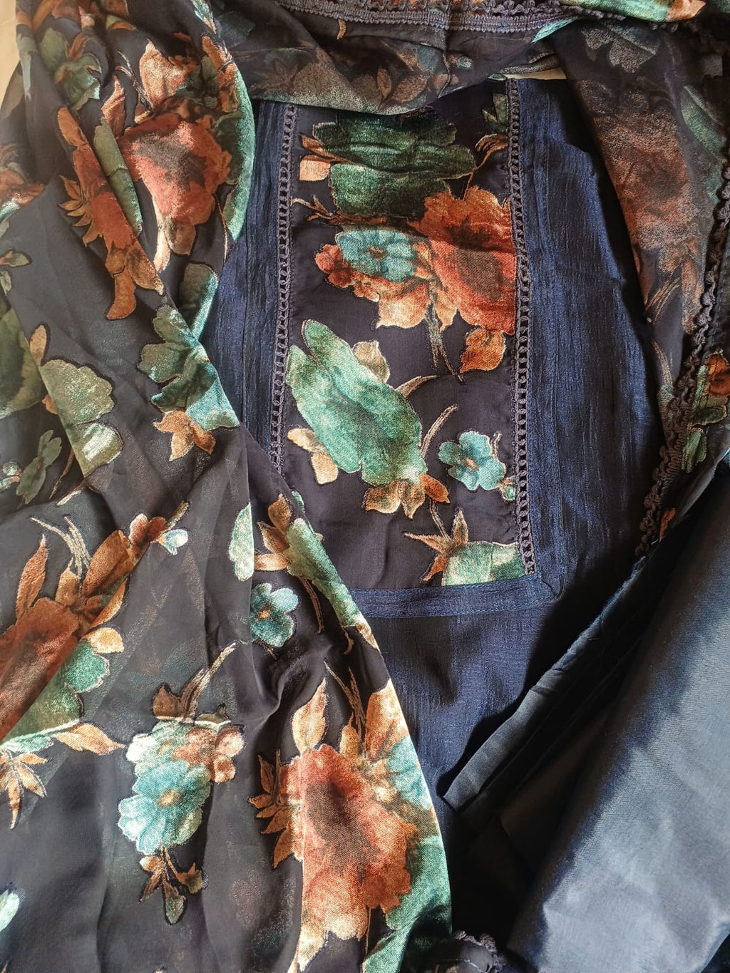 Semi raw silk salwar suit with Braso dupatta