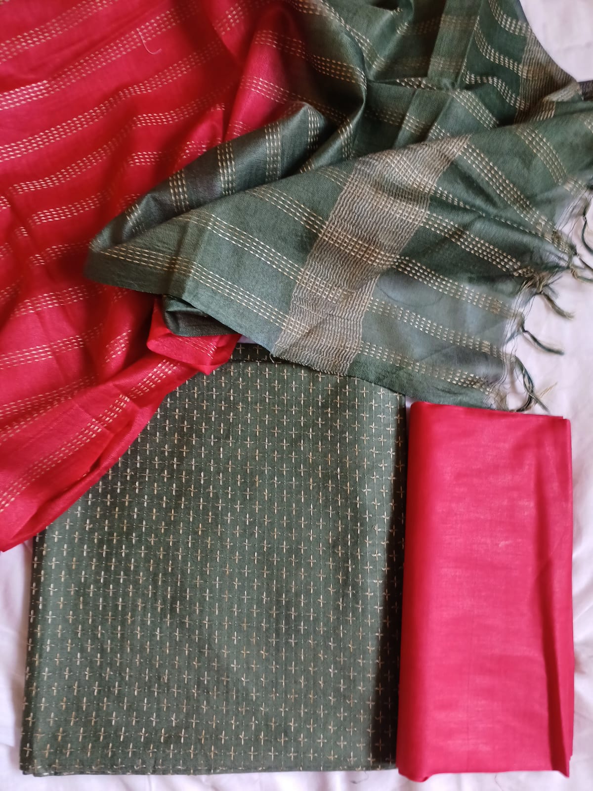 Pure cotton green colored salwar suit