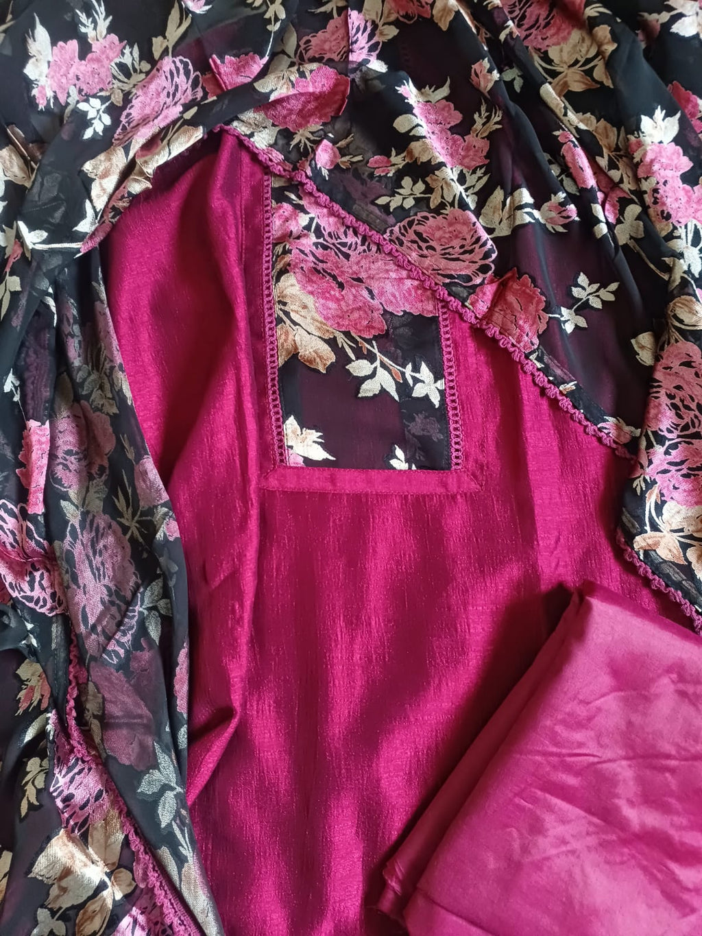 Semi raw silk salwar suit