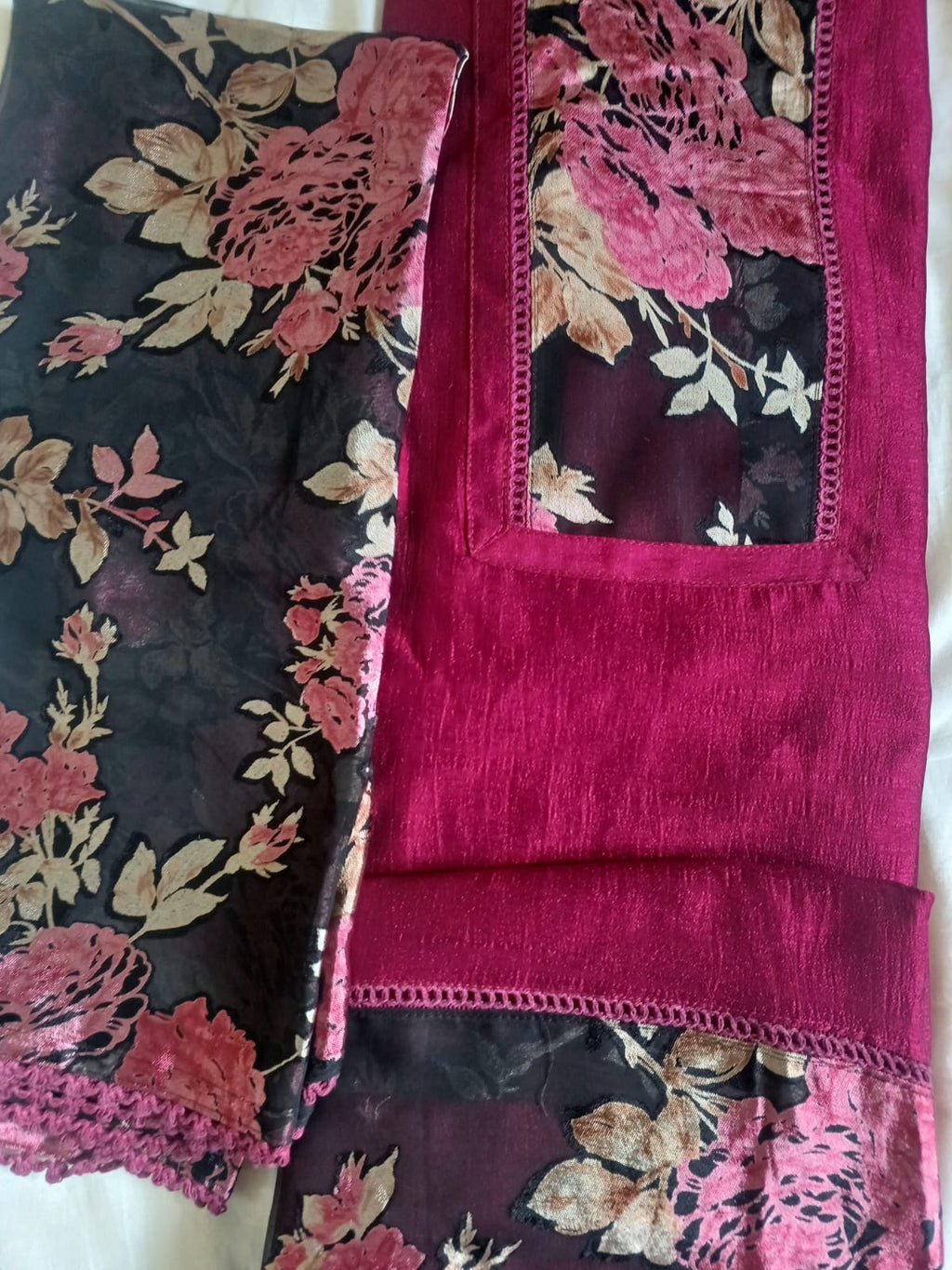 Semi raw silk salwar suit